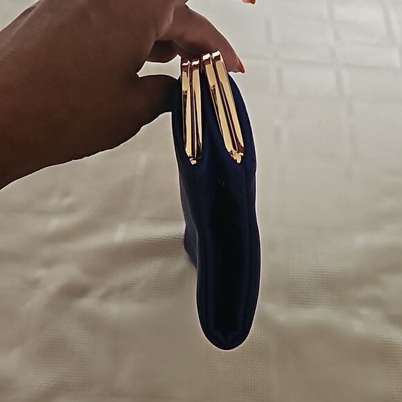 Ampere Creations Vegan Leather Clutch Purse Royal Blue & Gold - Picture 8 of 16